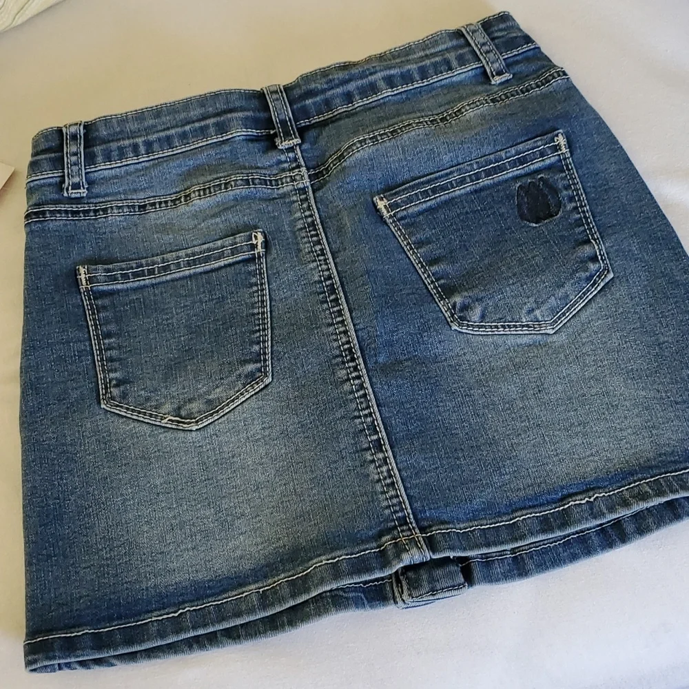 Denim Mini Jean Skirt Button Front Sz 10
